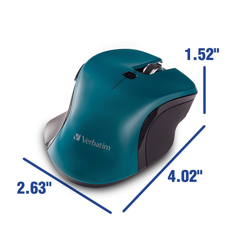 Verbatim USB-C Wireless Blue LED Mouse, Teal, 2.4GHz - Image 3